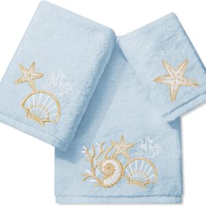 JarThenaAMCS Summer Beach Bathroom Towels Set of 3 Blue...