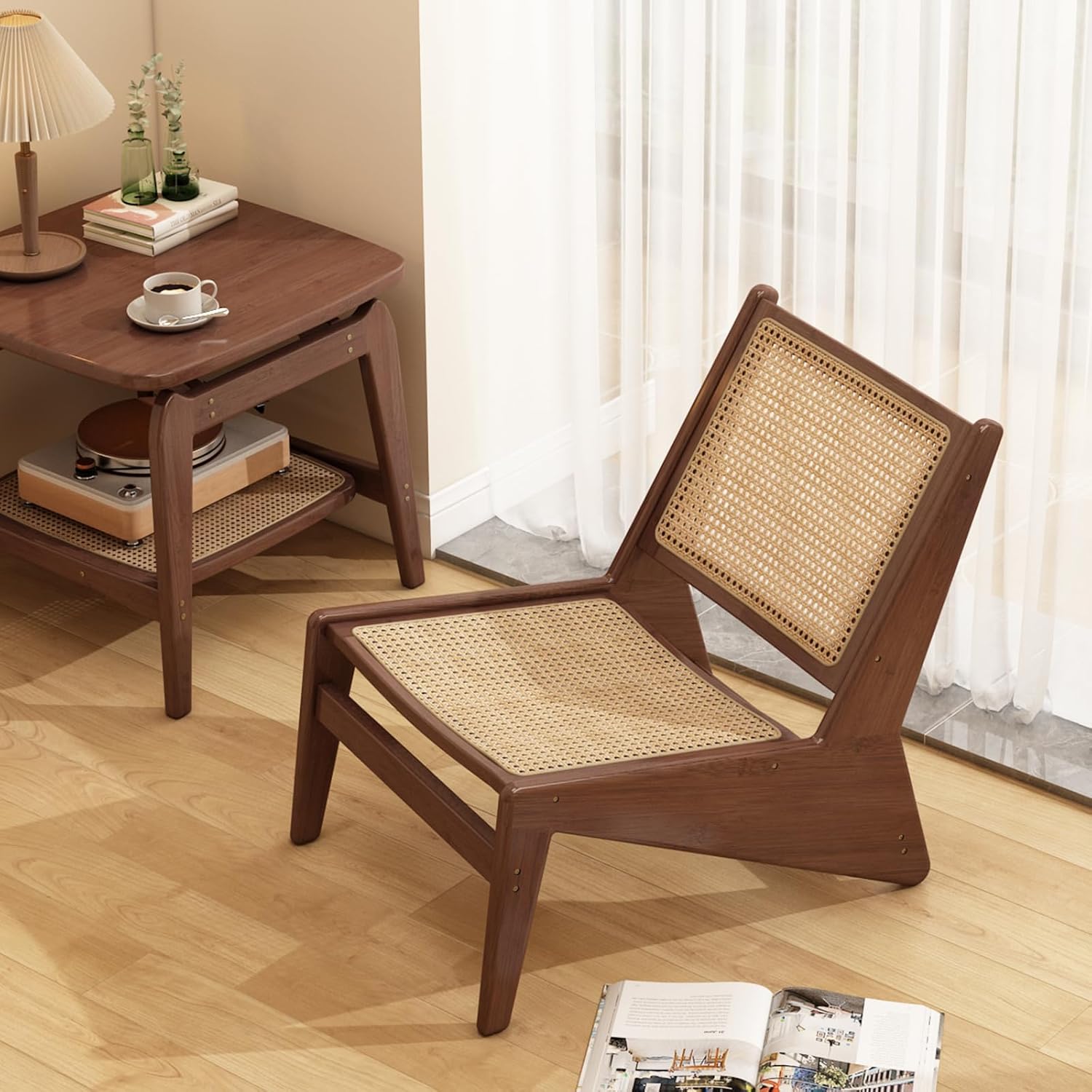 Furlide Rattan Accent Chair, Compact Low-Profile Bamboo... Furlide Rattan Accent Chair, Compact Low-Profile Bamboo...