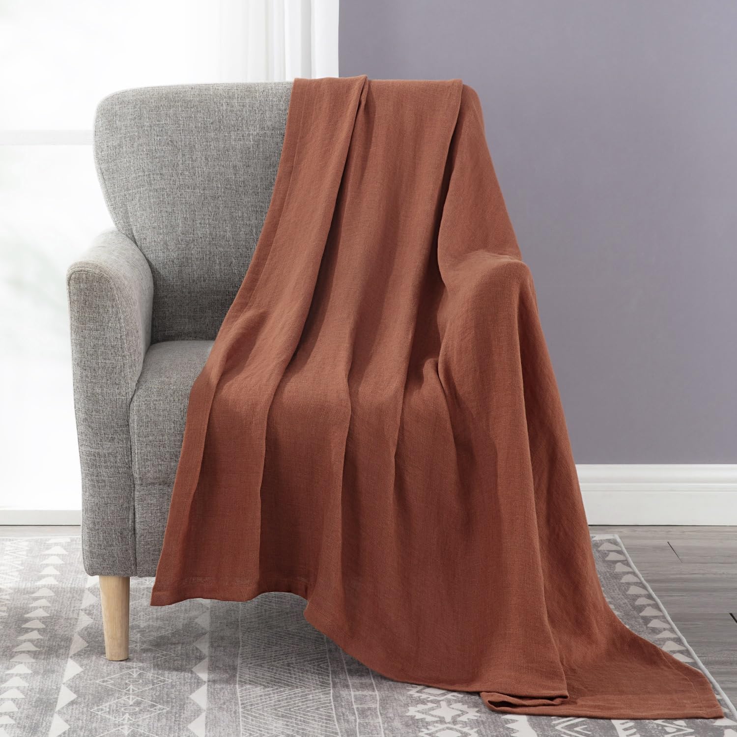 Chezmoi Collection Brussels Belgian Flax Linen Throw... Chezmoi Collection Brussels Belgian Flax Linen Throw...