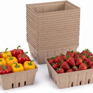Natural Pulp Fiber Berry Baskets, 20 Pack 1-Quart (2...