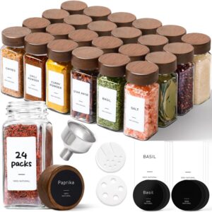 ComSaf Glass Spice Storage Jars with Acacia Wood Lids &...