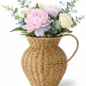 Faux Rattan Vase Wicker Vase Country Style,Single...