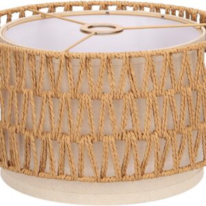 Boho Rattan Lamp Shade, 12.6" Top x 12.6" Bottom x 7.68"...