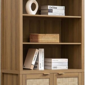 SICOTAS 84.2" Tall Arched Bookcase with Doors - 5 Tier...