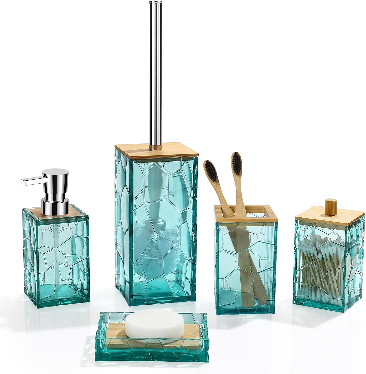 GAHEFY Teal Blue Beach Bathroom Accessories Set,... GAHEFY Teal Blue Beach Bathroom Accessories Set,...