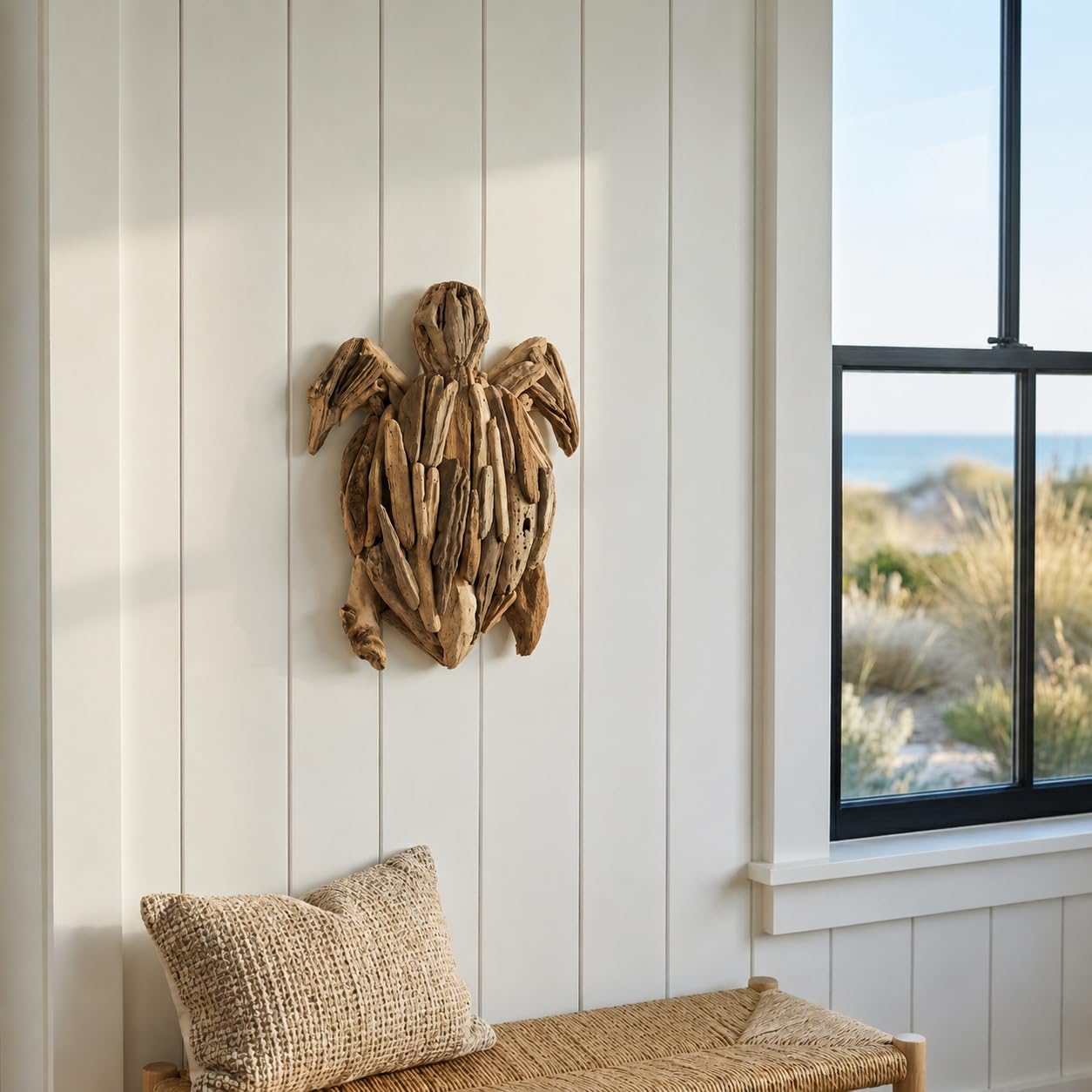 Wooden Driftwood Turtle Sculpture – Relaxed Coastal... Wooden Driftwood Turtle Sculpture – Relaxed Coastal...