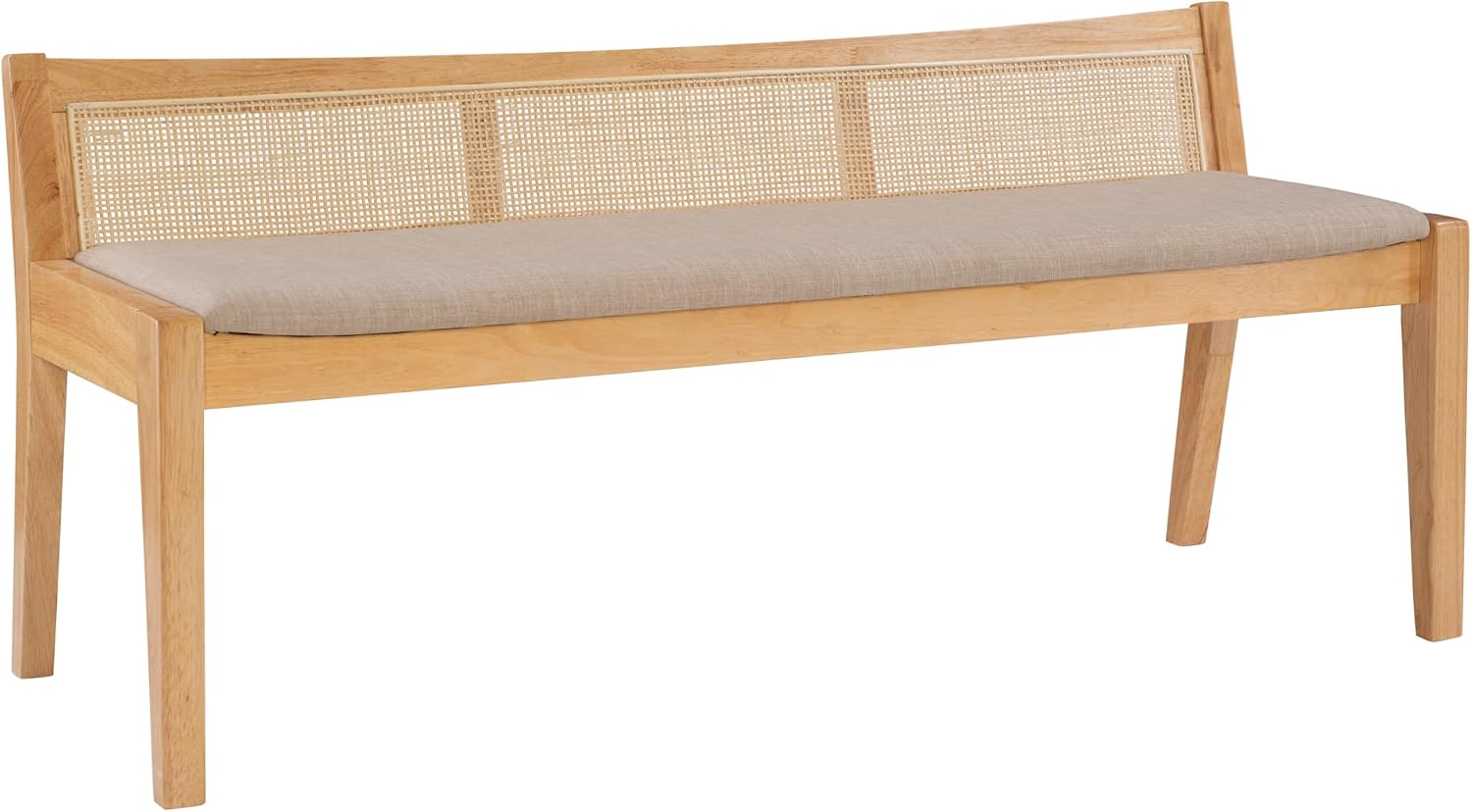 Powell Kasi Natural Low Back Cane Bench with Beige... Powell Kasi Natural Low Back Cane Bench with Beige...