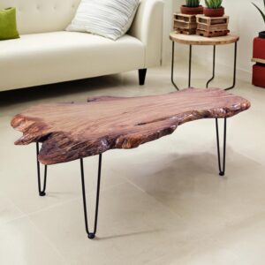 Natural Wood Coffee Table, Unique Live Edge Coffee Table...