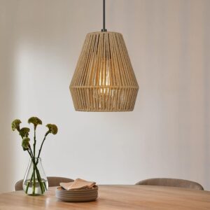 ELYONA Boho Woven Pendant Lights 7” Rustic Rattan...