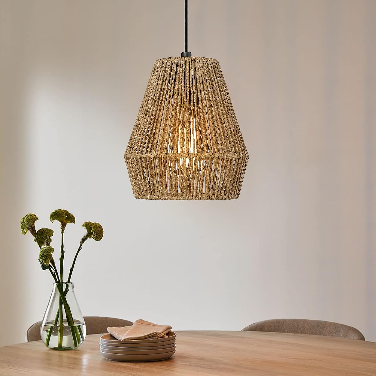 ELYONA Boho Woven Pendant Lights 7” Rustic Rattan... ELYONA Boho Woven Pendant Lights 7” Rustic Rattan...
