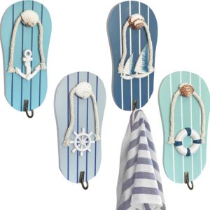 Cute Flip Flop Small Towel Wall Hooks- Wooden...