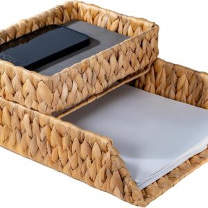 PINXIURY Woven Water Hyacinth Paper Organizer for Desk...