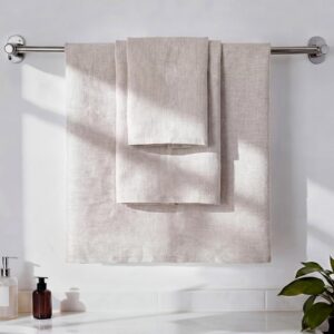 Hahafelt 3 Pcs 100% Linen Towel Set Farmhouse Bathroom...