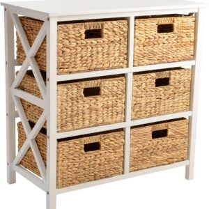 3 Tier X-Side End Storage Cabinet Table, White | 6...