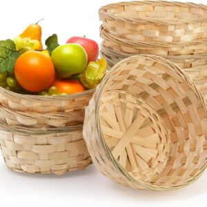 TOPZEA 10 Pack Round Gift Baskets, 8 Inch Natural Bamboo...