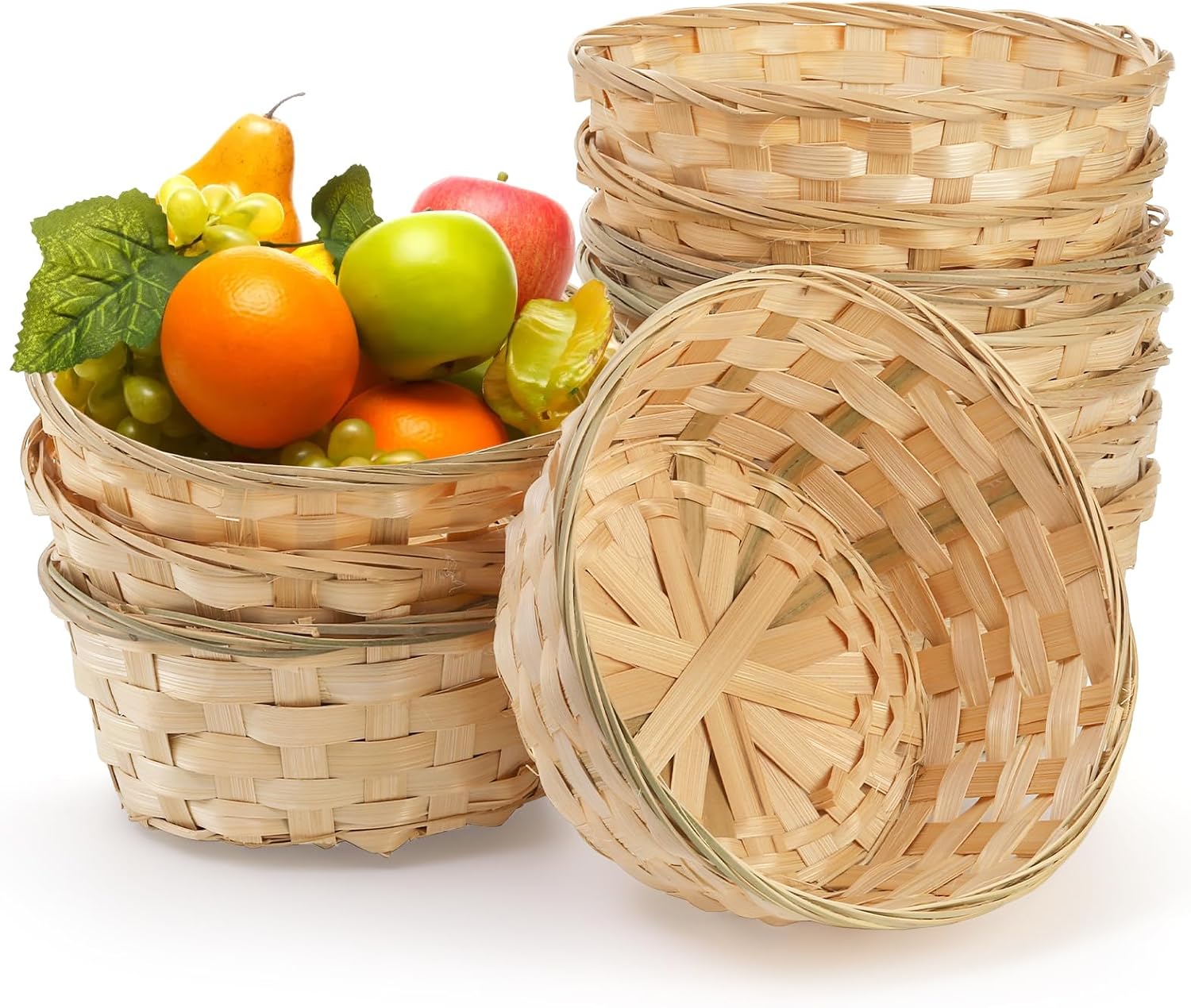 TOPZEA 10 Pack Round Gift Baskets, 8 Inch Natural Bamboo... TOPZEA 10 Pack Round Gift Baskets, 8 Inch Natural Bamboo...