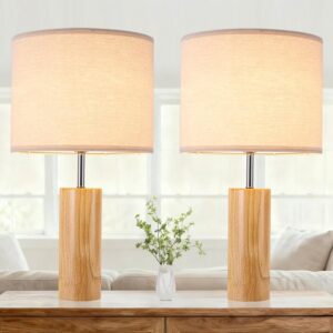 lapupu 23.5" Wood Table Lamps Set of 2 for Living Room,...