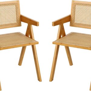Furlide Rattan Dining Chairs Set of 2, Mid-Century...