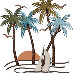 Coastal Metal Wall Art Palm Tree Metal Wall Art Outdoor...
