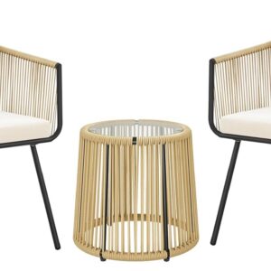 Yaheetech 3 Piece Patio Rattan Bistro Set, Outdoor All...
