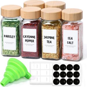 ComSaf Glass Spice Jars with with Labels 4 oz 6 Pack...