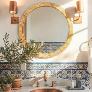 24"x24" inch Rattan Mirrors for Wall, Rustic Farmhouse...