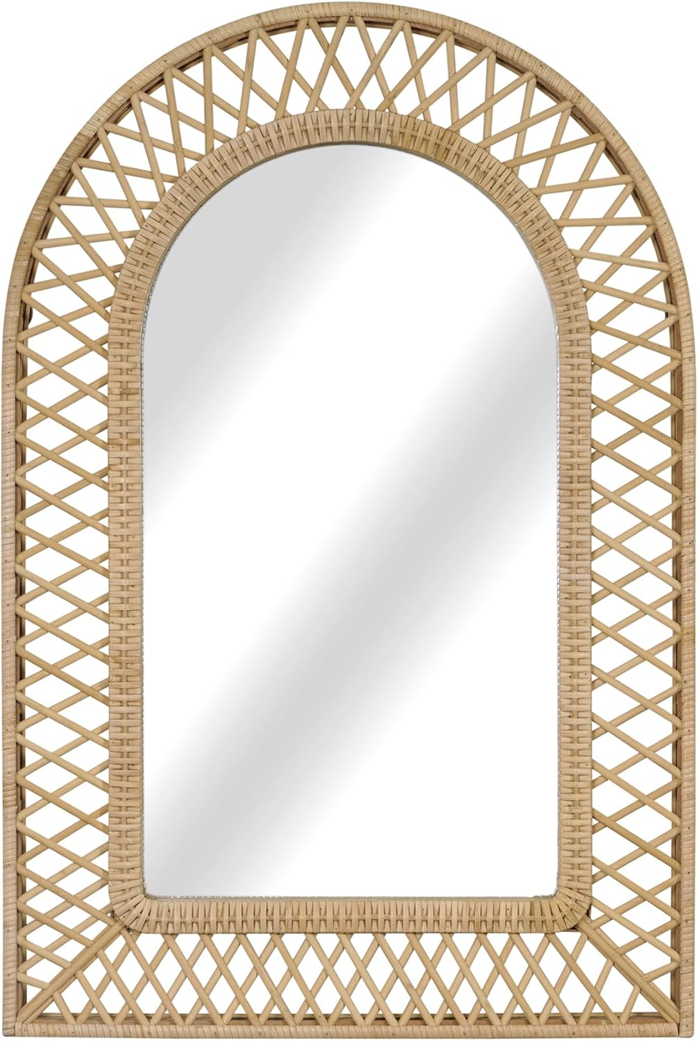 Arched Rattan Wall Mirror – 24x36 Inch Boho Elegance... Arched Rattan Wall Mirror – 24x36 Inch Boho Elegance...