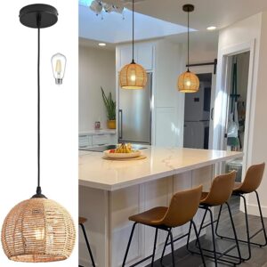 Mini Hemp Rope Woven Pendant Light Woven Light Fixture...
