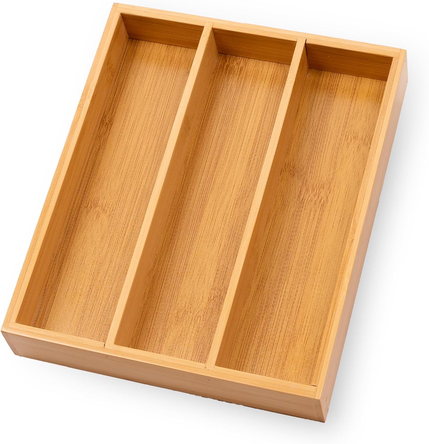 Fibogollo Bamboo Silverware Organizer with 3 Slots for... Fibogollo Bamboo Silverware Organizer with 3 Slots for...