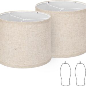 Lampshades Set of 2, Drum Lampshades 11.6" Top x 12.6"...