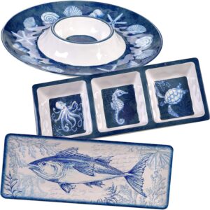 Oceanic 3-Piece Melamine Hostess Set – Includes Chip &...