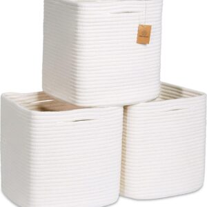 NaturalCozy Storage Cubes 11 Inch Cotton Rope Woven...