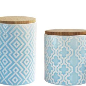 American Atelier Arabesque Canister Set, Ceramic, Blue,...