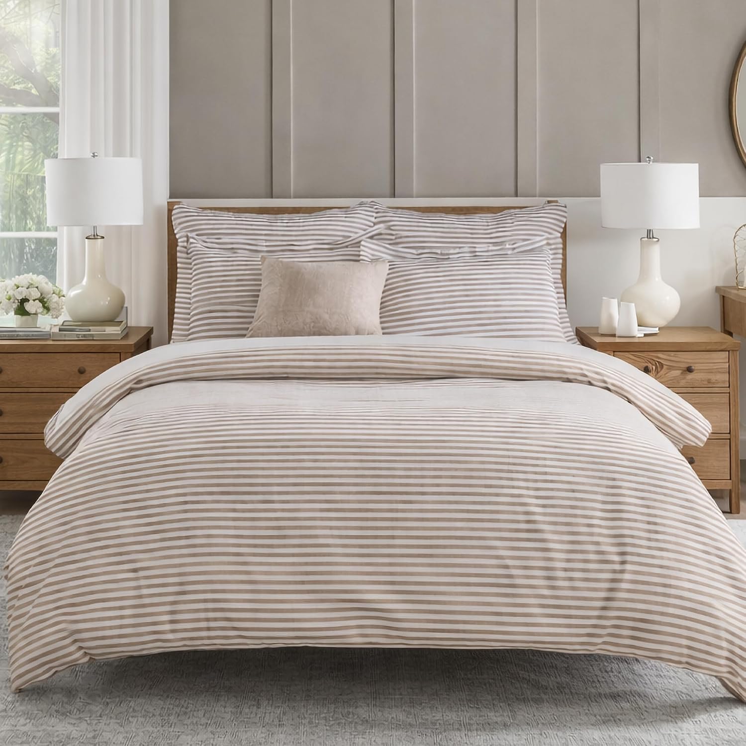 Levtex Home - Martha Stripe Taupe Comforter Set -... Levtex Home - Martha Stripe Taupe Comforter Set -...