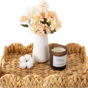StorageWorks Scalloped Basket Tray, Rectangular Wicker...
