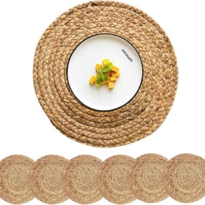Woven Placemats Round Placemats Set of 6, 13.5 Inch...