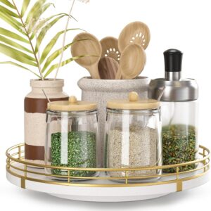 Oroyutor 9-Inch Wooden Lazy Susan Spice Organizer for...