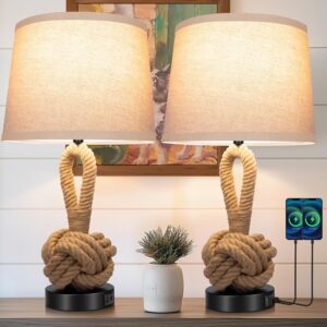 22" Rope Lamps for Night Stands, Bedside Lamps Set of 2,...