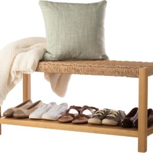 Alaterre Newport Solid Wood Entryway Bench with Shoe...