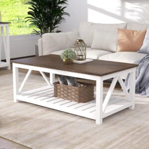 ChooChoo 40" Farmhouse Coffee Table with A-Frame Design...