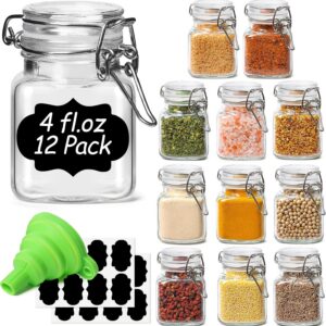 ComSaf Square Small Glass Spice Jars with Airtight Lids...
