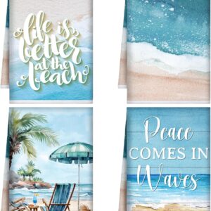 4 Pcs Summer Beach Kitchen Towels Nautical Coastal Hand...