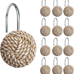 Sunlit Boho Knots Shower Curtain Hooks, Home Decorative...