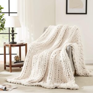 L'AGRATY Chunky Knit Throw Blanket for Couch, 50'' x...