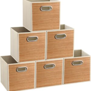10.5x10.5in Bamboo Storage Cubes Storage Baskets, 6-Pack...