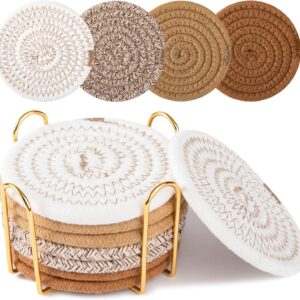 OIAHOMY 8 Pcs Coasters with Holder for Beer, Coffee,...