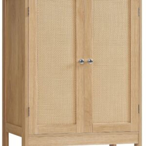 Iwell Storage Cabinet, Rattan Cabinet with Adjustable...