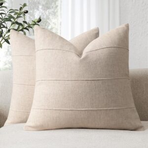 Decorative Linen Throw Pillow Covers 18x18 Set of 2...