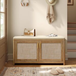 VASAGLE ELLAN Collection - Boho Shoe Bench with Cushion,...