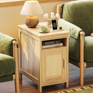 Huuger Narrow Night Stand, End Table with Charging...